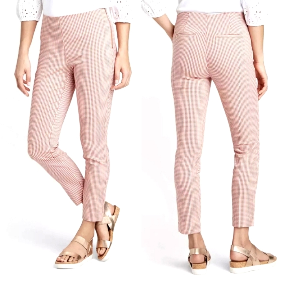A New Day High-Rise Skinny Red White Plaid Ankle Pants Size 0